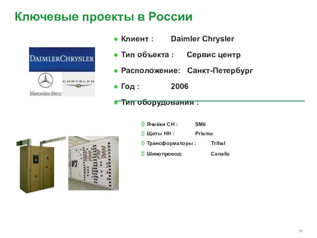 Клиент : Daimler Chrysler Тип объекта : Сервис центр Расположение: Санкт-Петербург Год