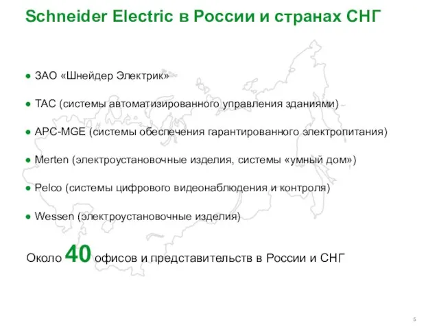 Schneider Electric в России и странах СНГ ЗАО «Шнейдер Электрик» TAC (системы