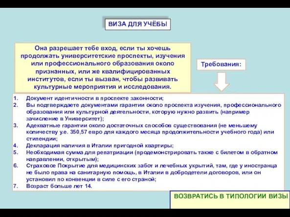 ВИЗА ДЛЯ УЧЁБЫ Документ идентичности в проспекте законности; Вы подтверждаете документами гарантии