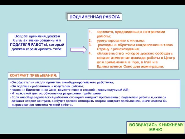 ПОДЧИНЕННАЯ РАБОТА Вопрос принятия должен быть активизированным у ПОДАТЕЛЯ РАБОТЫ, который должен