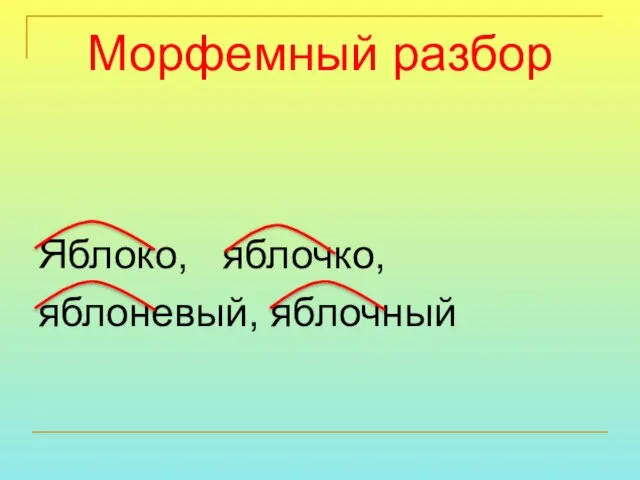 Морфемный разбор Яблоко, яблочко, яблоневый, яблочный