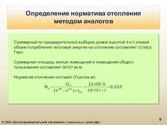 Суммарный по предварительной выборке домов высотой 4 и 5 этажей объем потребления