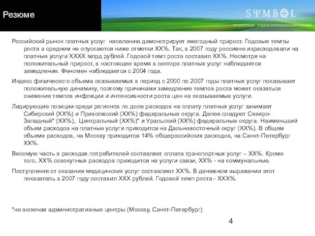 Российский рынок платных услуг населению демонстрирует ежегодный прирост. Годовые темпы роста в