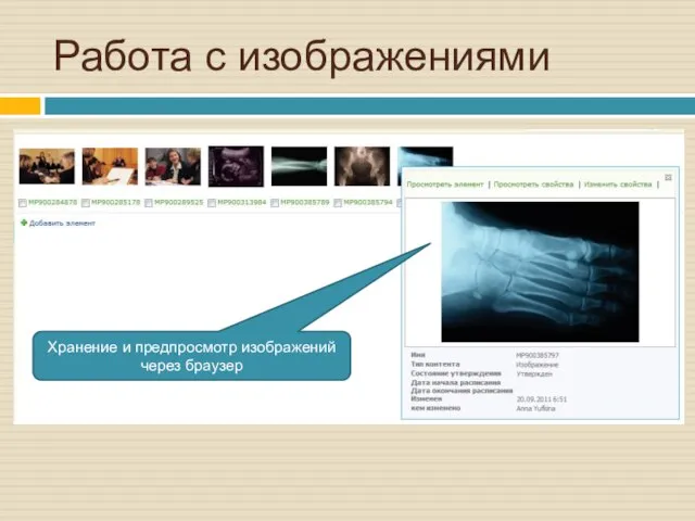 Работа с изображениями Хранение и предпросмотр изображений через браузер