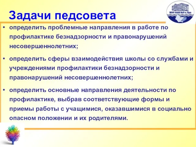 определить проблемные направления в работе по профилактике безнадзорности и правонарушений несовершеннолетних; определить