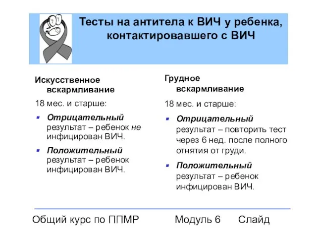 Общий курс по ППМР Модуль 6 Слайд Тесты на антитела к ВИЧ