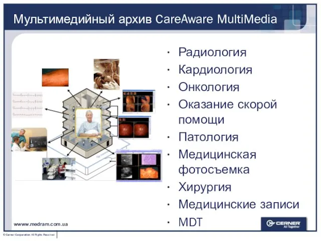 Мультимедийный архив CareAware MultiMedia Радиология Кардиология Онкология Оказание скорой помощи Патология Медицинская