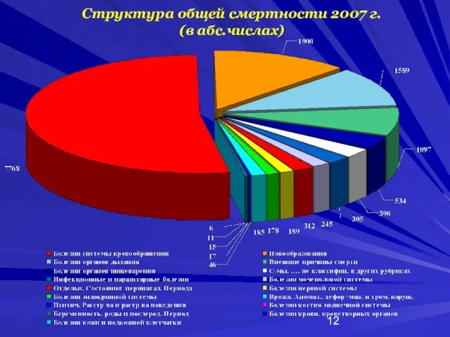 Структура общей смертности 2007 г. (в абс.числах)