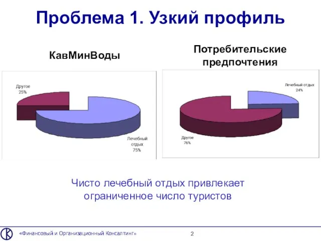 Проблема 1. Узкий профиль «Финансовый и Организационный Консалтинг» КавМинВоды Потребительские предпочтения Чисто