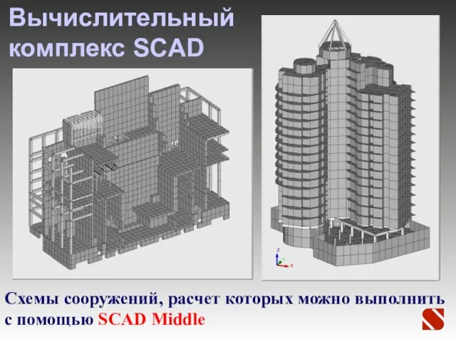 Вычислительный комплекс SCAD Схемы сооружений, расчет которых можно выполнить с помощью SCAD Middle