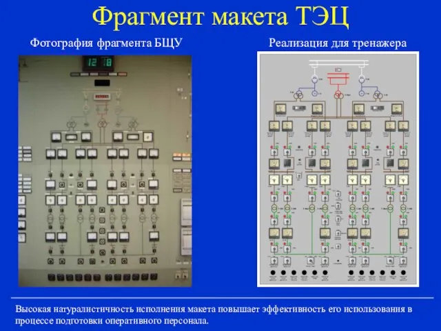 Фрагмент макета ТЭЦ Высокая натуралистичность исполнения макета повышает эффективность его использования в