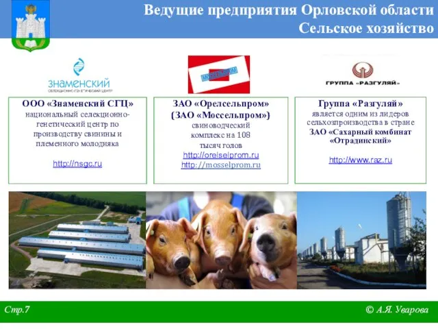 ЗАО «Орелсельпром» (ЗАО «Моссельпром») свиноводческий комплекс на 108 тысяч голов http://orelselprom.ru http://mosselprom.ru