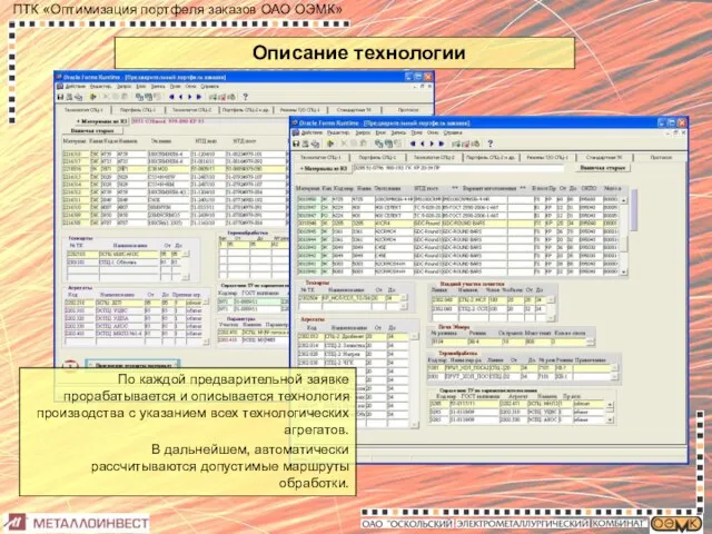 Описание технологии По каждой предварительной заявке прорабатывается и описывается технология производства с