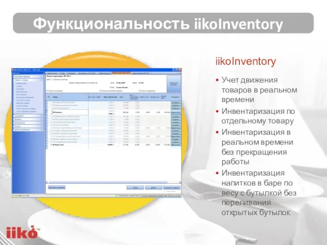 iikoInventory Учет движения товаров в реальном времени Инвентаризация по отдельному товару Инвентаризация