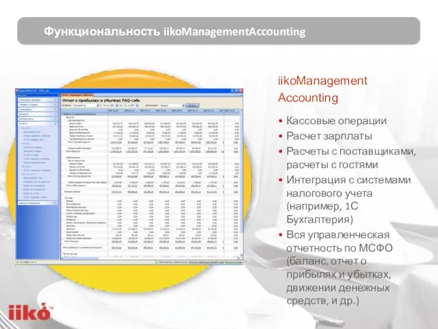 iikoManagement Accounting Кассовые операции Расчет зарплаты Расчеты с поставщиками, расчеты с гостями