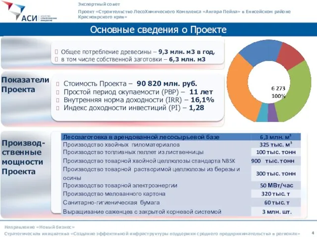 Основные сведения о Проекте Направление «Новый бизнес» Стратегическая инициатива «Создание эффективной инфраструктуры