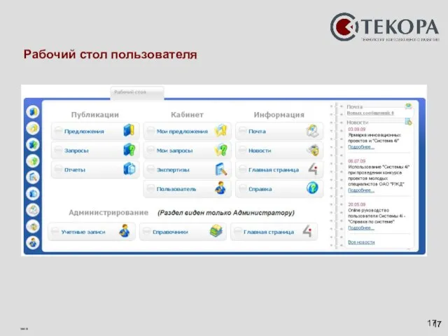 Рабочий стол пользователя