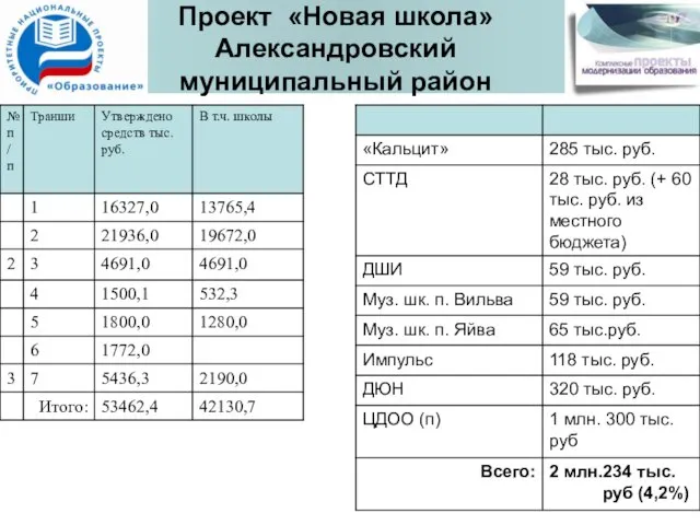 Проект «Новая школа» Александровский муниципальный район