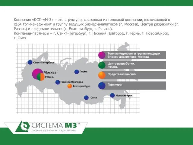 Компания «КСТ–«М-3» – это структура, состоящая из головной компании, включающей в себя