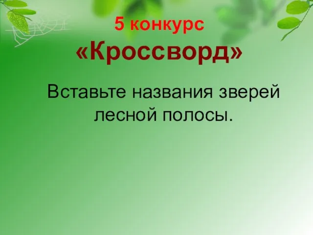 5 конкурс «Кроссворд» Вставьте названия зверей лесной полосы.