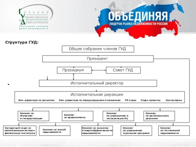 Общее собрание членов ГУД Президент Президиум Исполнительная дирекция Зам. директора по развитию