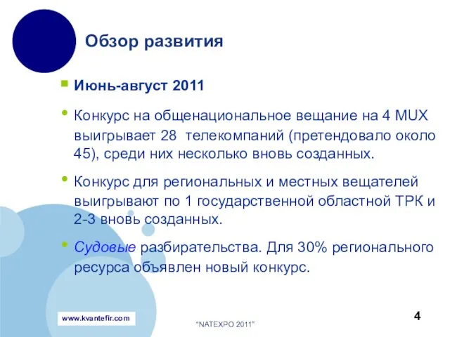 Июнь-август 2011 Конкурс на общенациональное вещание на 4 MUX выигрывает 28 телекомпаний