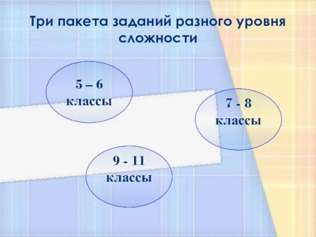 Три пакета заданий разного уровня сложности 5 – 6 классы 9 -