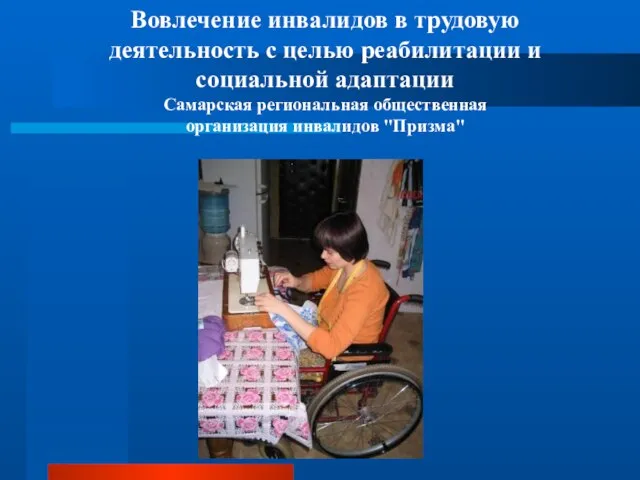 Вовлечение инвалидов в трудовую деятельность с целью реабилитации и социальной адаптации Самарская