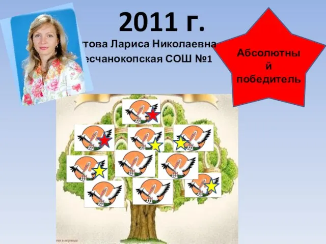2011 г. Абсолютный победитель Тутова Лариса Николаевна Песчанокопская СОШ №1
