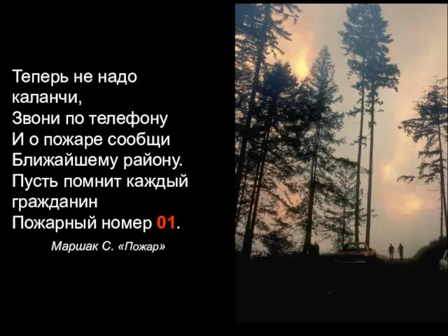 Маршак С. «Пожар» Теперь не надо каланчи, Звони по телефону И о