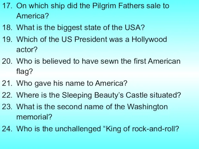 On which ship did the Pilgrim Fathers sale to America? What is