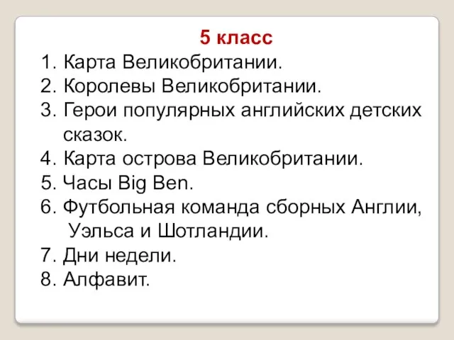 5 класс 1. Карта Великобритании. 2. Королевы Великобритании. 3. Герои популярных английских