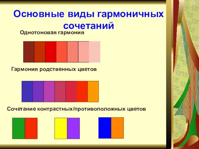 Основные виды гармоничных сочетаний