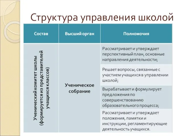 Структура управления школой