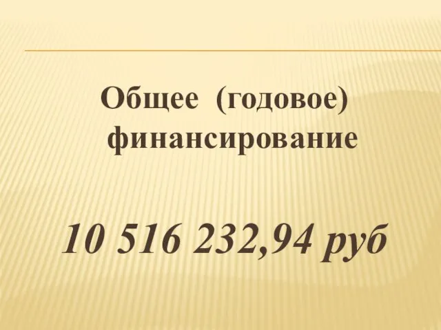 Общее (годовое) финансирование 10 516 232,94 руб