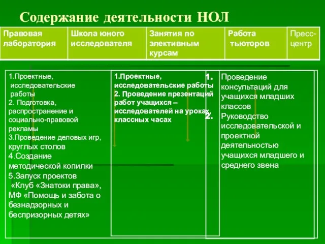 Содержание деятельности НОЛ