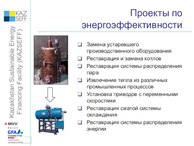 Проекты по энергоэффективности Замена устаревшего производственного оборудования Реставрация и замена котлов Реставрация