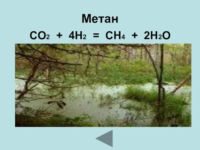 Метан CO2 + 4H2 = CH4 + 2H2O