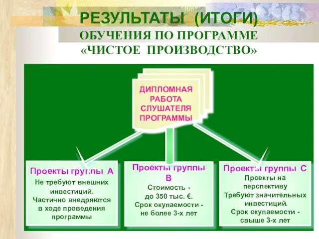 РЕЗУЛЬТАТЫ (ИТОГИ) ОБУЧЕНИЯ ПО ПРОГРАММЕ «ЧИСТОЕ ПРОИЗВОДСТВО» ДИПЛОМНАЯ РАБОТА СЛУШАТЕЛЯ ПРОГРАММЫ