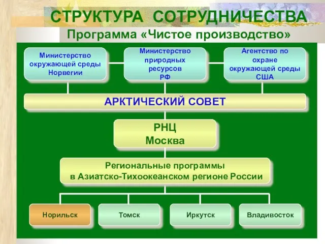 СТРУКТУРА СОТРУДНИЧЕСТВА Программа «Чистое производство»