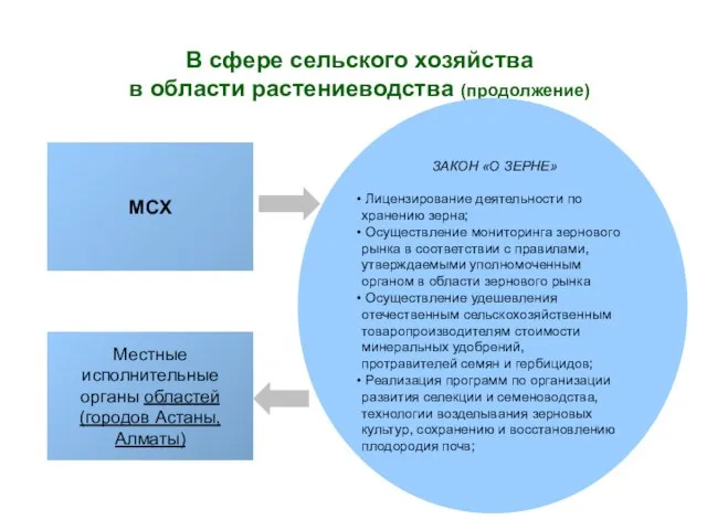 В сфере сельского хозяйства в области растениеводства (продолжение) МСХ ЗАКОН «О ЗЕРНЕ»