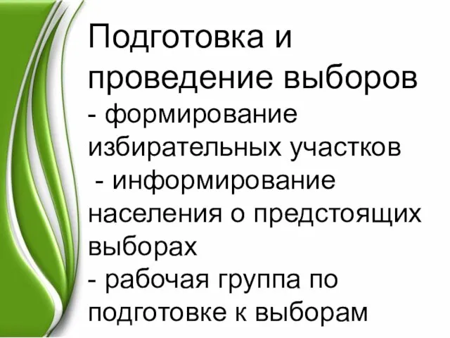 Подготовка и проведение выборов - формирование избирательных участков - информирование населения о