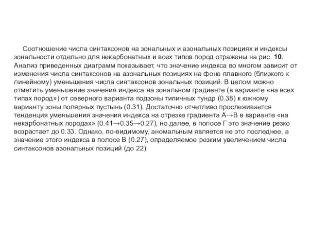 Соотношение числа синтаксонов на зональных и азональных позициях и индексы зональности отдельно