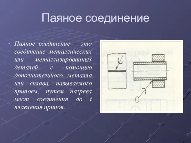 Паяное соединение Паяное соединение – это соединение металлических или металлизированных деталей с