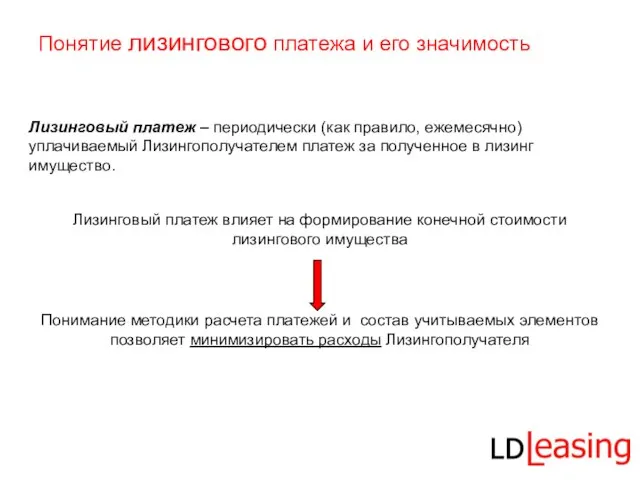 Понятие лизингового платежа и его значимость Лизинговый платеж – периодически (как правило,