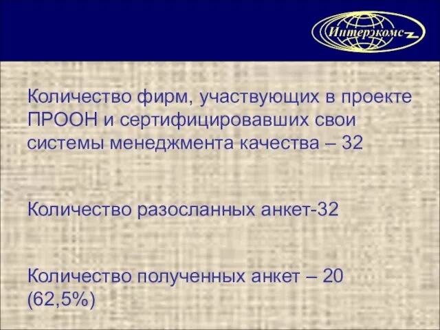 Количество фирм, участвующих в проекте ПРООН и сертифицировавших свои системы менеджмента качества