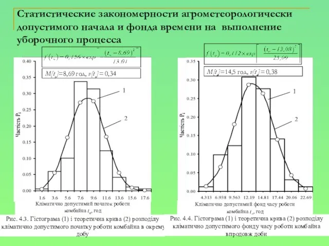 Статистические закономерности агрометеорологически допустимого начала и фонда времени на выполнение уборочного процесса