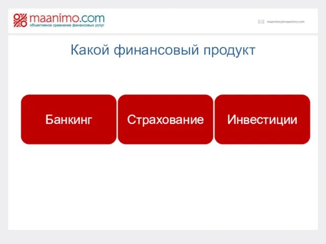 Какой финансовый продукт Банкинг Страхование Инвестиции