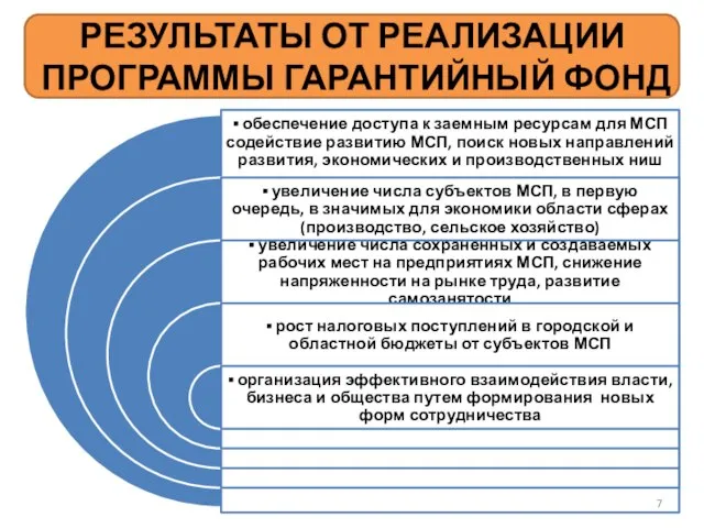 РЕЗУЛЬТАТЫ ОТ РЕАЛИЗАЦИИ ПРОГРАММЫ ГАРАНТИЙНЫЙ ФОНД