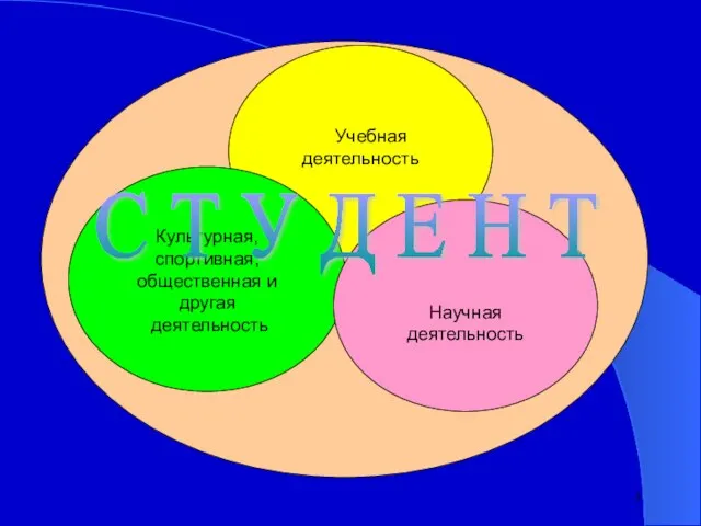 Учебная деятельность Культурная, спортивная, общественная и другая деятельность Научная деятельность С Т